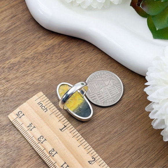 Sterling Silver 925 Bumble Bee Bumblebee Jasper Ring Size 8 Southwest New - Picture 11 of 12